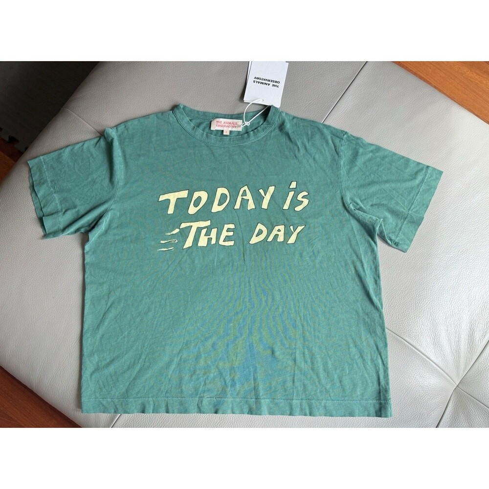 $62 + NWT The Animals Observatory Kids “Today Is The Day” Green T-Shirt